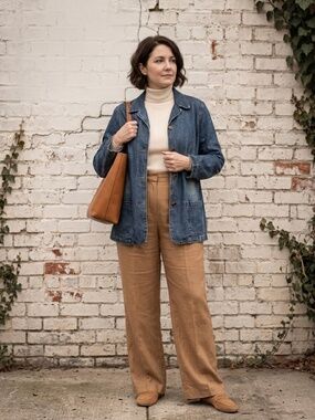 MXM Vintage Denim Utility Jacket Blue Wash 100% Cotton Plus Size 20
